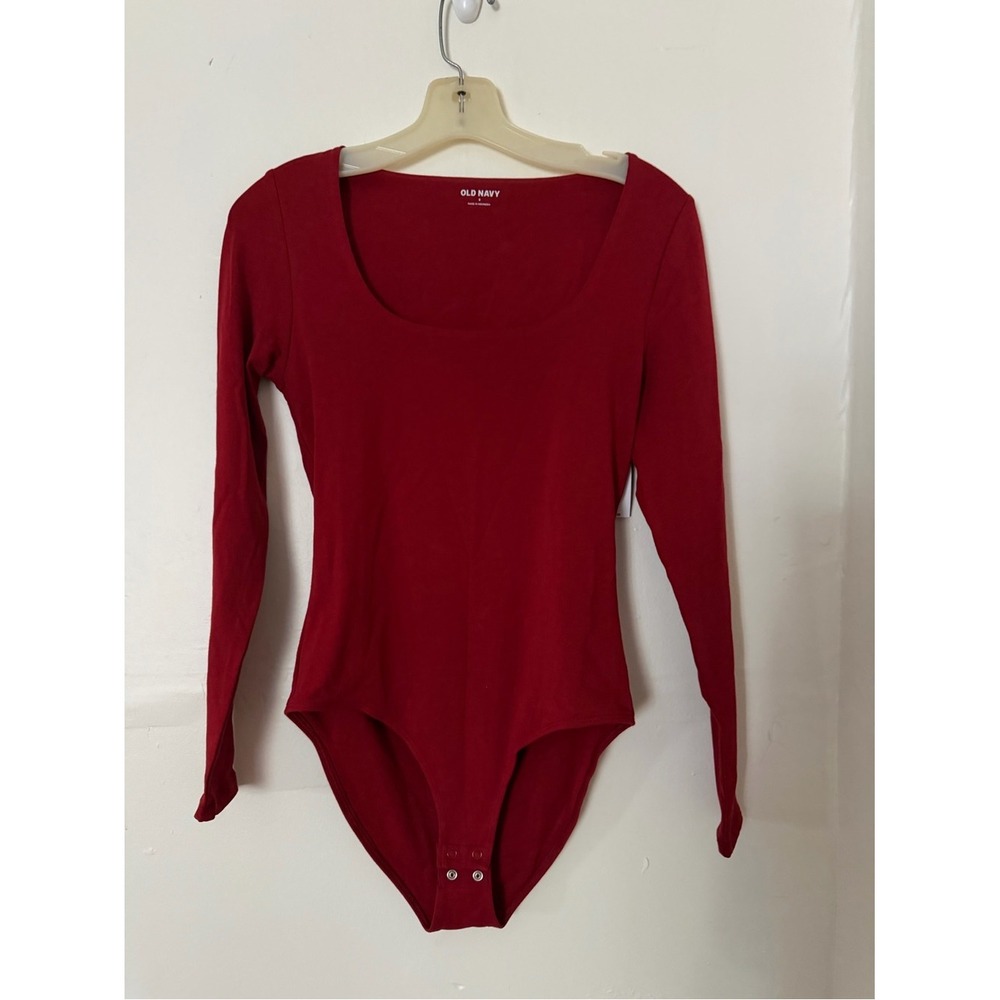 Old Navy Red Long Sleeve Scoop Neck Bodysuit NWT